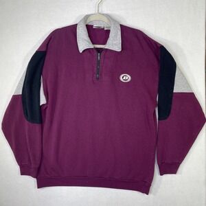 Vintage Dunlop Men's XL Color Block Collared Quarter Zip Soft Sweatshirt